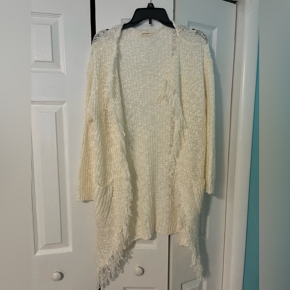 ANDTHEWHY Cream Fringe Cardigan - Picture 1 of 7